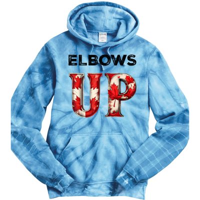 Elbows Up Proud Canadians Against Tariffs Tie Dye Hoodie