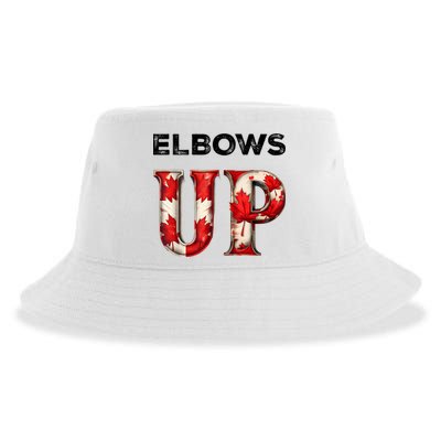 Elbows Up Proud Canadians Against Tariffs Sustainable Bucket Hat