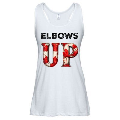 Elbows Up Proud Canadians Against Tariffs Ladies Essential Flowy Tank