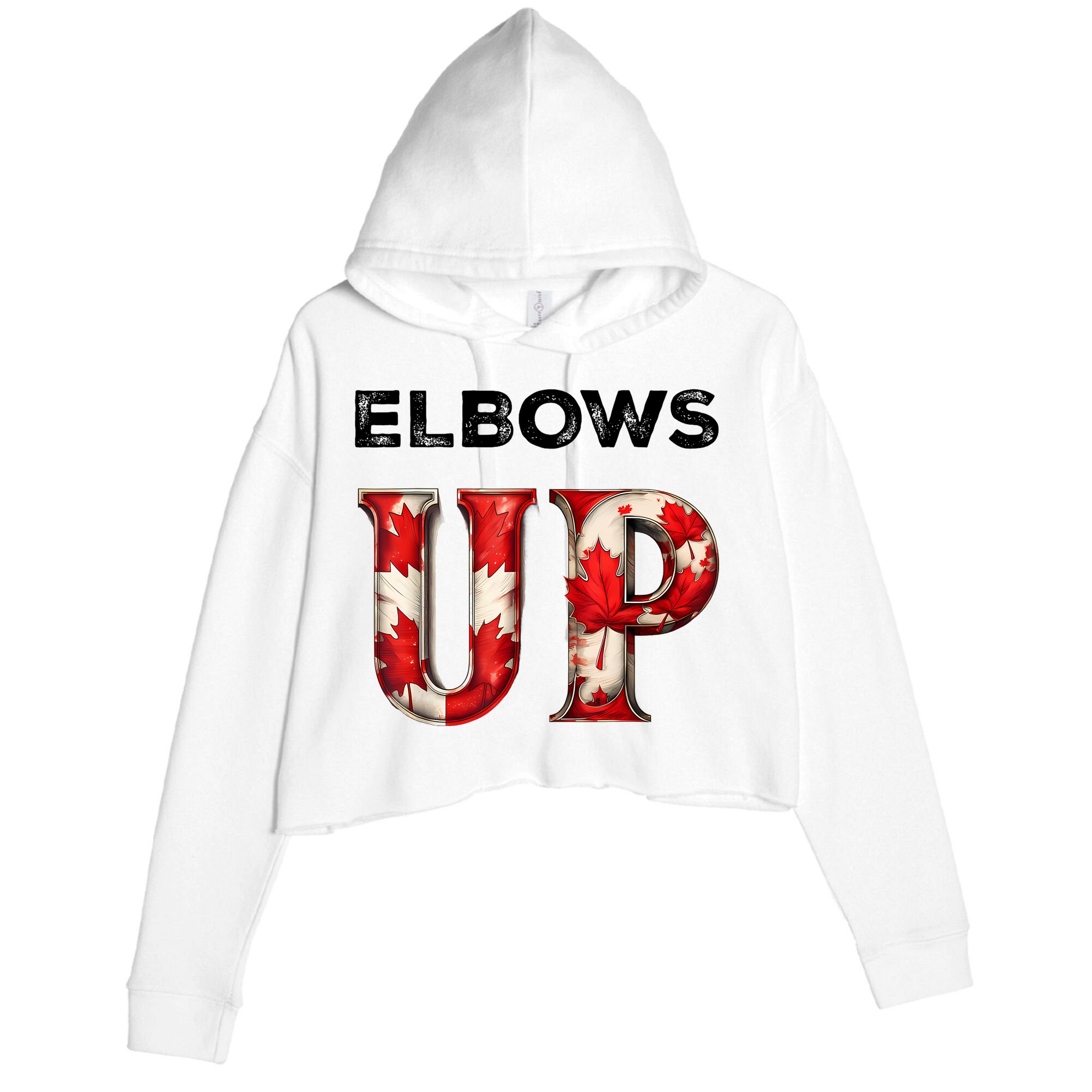 Elbows Up Proud Canadians Against Tariffs Crop Fleece Hoodie