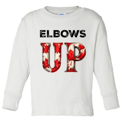 Elbows Up Proud Canadians Against Tariffs Toddler Long Sleeve Shirt