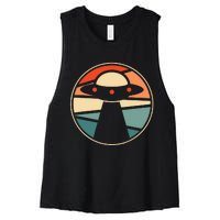 Extraterrestrial Ufo Saucer Spaceship Vintage Alien Women's Racerback Cropped Tank