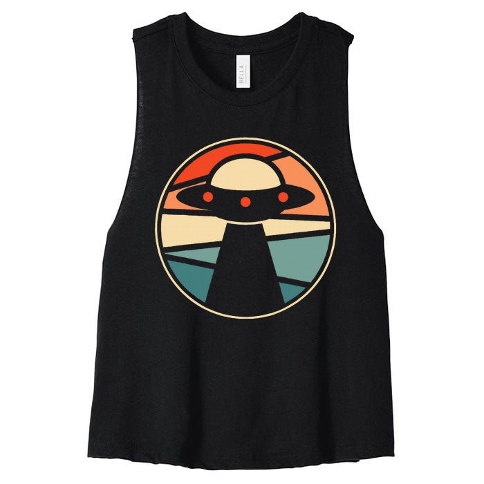 Extraterrestrial Ufo Saucer Spaceship Vintage Alien Women's Racerback Cropped Tank