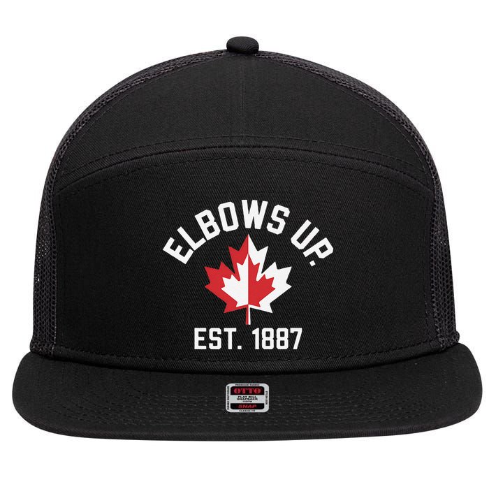 Elbows Up Strong Canada Est 1867 Proud Canadian 7 Panel Mesh Trucker Snapback Hat