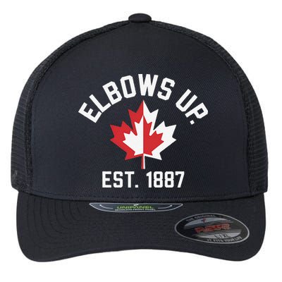 Elbows Up Strong Canada Est 1867 Proud Canadian Flexfit Unipanel Trucker Cap