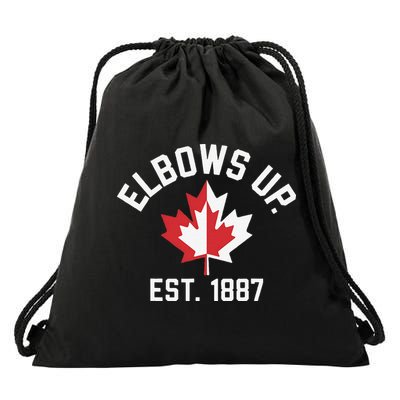 Elbows Up Strong Canada Est 1867 Proud Canadian Drawstring Bag