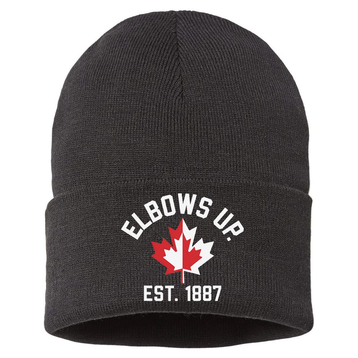 Elbows Up Strong Canada Est 1867 Proud Canadian Sustainable Knit Beanie