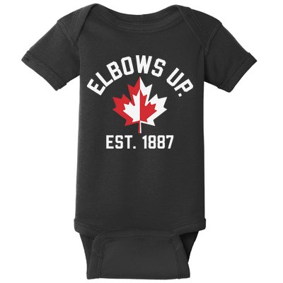 Elbows Up Strong Canada Est 1867 Proud Canadian Baby Bodysuit