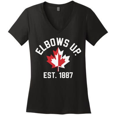 Elbows Up Strong Canada Est 1867 Proud Canadian Women's V-Neck T-Shirt