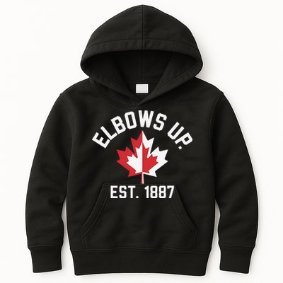 Elbows Up Strong Canada Est 1867 Proud Canadian Kids Hoodie