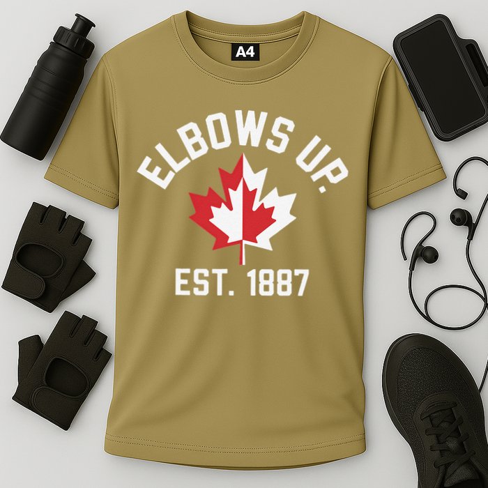 Elbows Up Strong Canada Est 1867 Proud Canadian Cooling Performance Crew T-Shirt