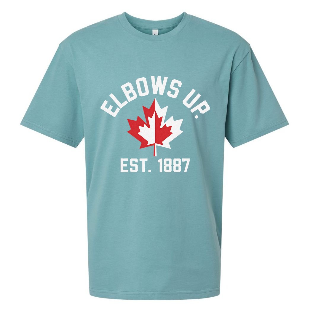 Elbows Up Strong Canada Est 1867 Proud Canadian Sueded Cloud Jersey T-Shirt