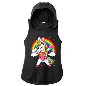 Easter Unicorn With Eggs Happy Easter Ladies PosiCharge Tri-Blend Wicking Draft Hoodie Tank