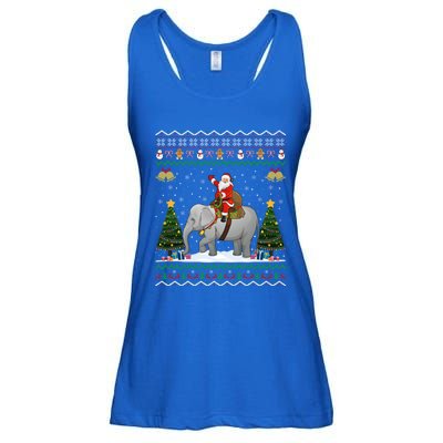 Elephant Ugly Xmas Gift Santa Riding Elephant Christmas Cute Gift Ladies Essential Flowy Tank