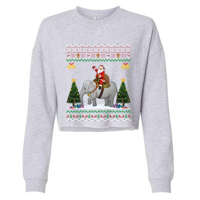 Elephant Ugly Xmas Gift Santa Riding Elephant Christmas Cute Gift Cropped Pullover Crew