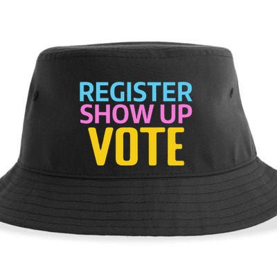 Election Voters 2024 Register Show Up Vote Sustainable Bucket Hat