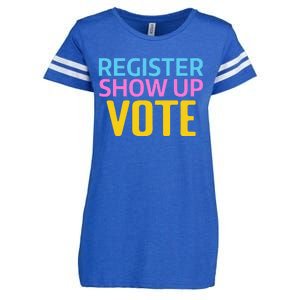 Election Voters 2024 Register Show Up Vote Enza Ladies Jersey Football T-Shirt