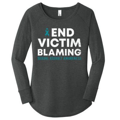 End Victim Blaming Sexual Assault Awareness Month Ribbon Women's Perfect Tri Tunic Long Sleeve Shirt