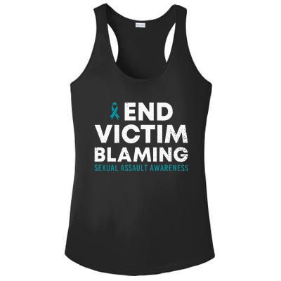 End Victim Blaming Sexual Assault Awareness Month Ribbon Ladies PosiCharge Competitor Racerback Tank