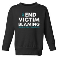 End Victim Blaming Sexual Assault Awareness Month Ribbon Toddler Sweatshirt