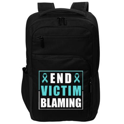 End Victim Blaming Sexual Assault Awareness Ribbon Impact Tech Backpack