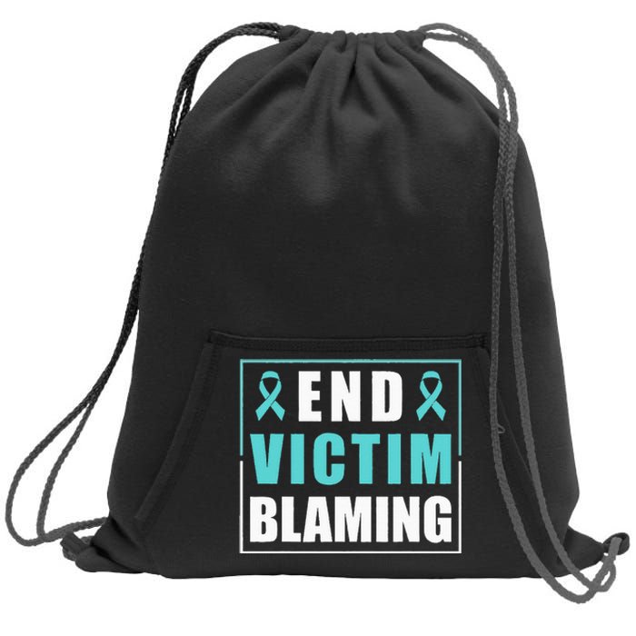 End Victim Blaming Sexual Assault Awareness Ribbon Sweatshirt Cinch Pack Bag