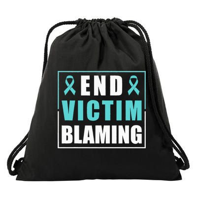 End Victim Blaming Sexual Assault Awareness Ribbon Drawstring Bag