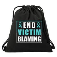 End Victim Blaming Sexual Assault Awareness Ribbon Drawstring Bag