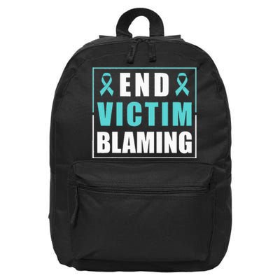 End Victim Blaming Sexual Assault Awareness Ribbon 16 in Basic Backpack