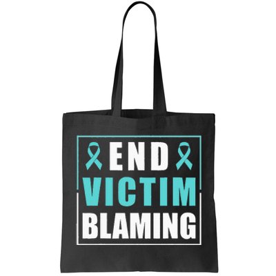 End Victim Blaming Sexual Assault Awareness Ribbon Tote Bag