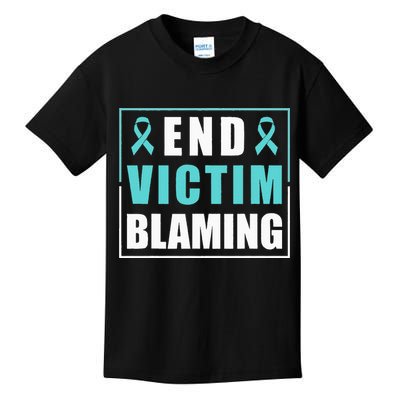 End Victim Blaming Sexual Assault Awareness Ribbon Kids T-Shirt