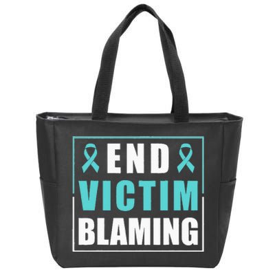 End Victim Blaming Sexual Assault Awareness Ribbon Zip Tote Bag