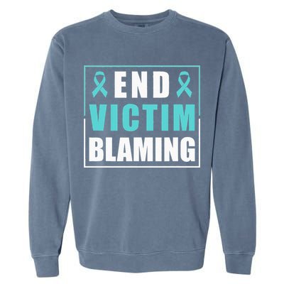 End Victim Blaming Sexual Assault Awareness Ribbon Garment-Dyed Sweatshirt