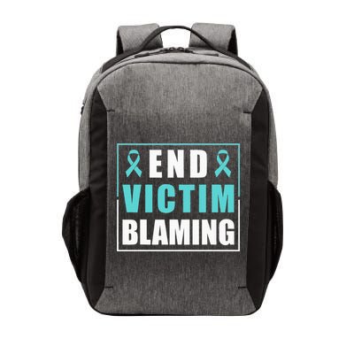 End Victim Blaming Sexual Assault Awareness Ribbon Vector Backpack