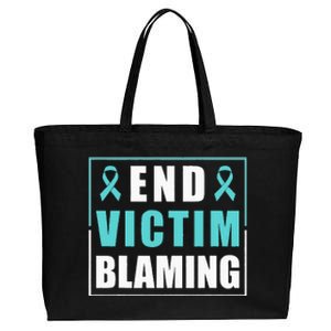 End Victim Blaming Sexual Assault Awareness Ribbon Cotton Canvas Jumbo Tote