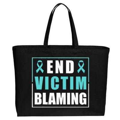 End Victim Blaming Sexual Assault Awareness Ribbon Cotton Canvas Jumbo Tote