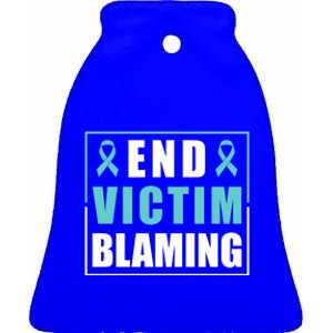 End Victim Blaming Sexual Assault Awareness Ribbon Great Gift Ceramic Bell Ornament