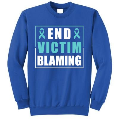 End Victim Blaming Sexual Assault Awareness Ribbon Cool Gift Sweatshirt