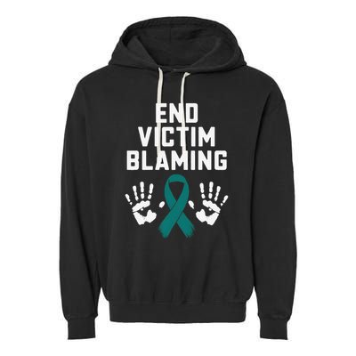 End Victim Blaming Funny Sexual Assault Awareness Month Garment-Dyed Fleece Hoodie