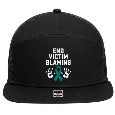 End Victim Blaming Funny Sexual Assault Awareness Month 7 Panel Mesh Trucker Snapback Hat
