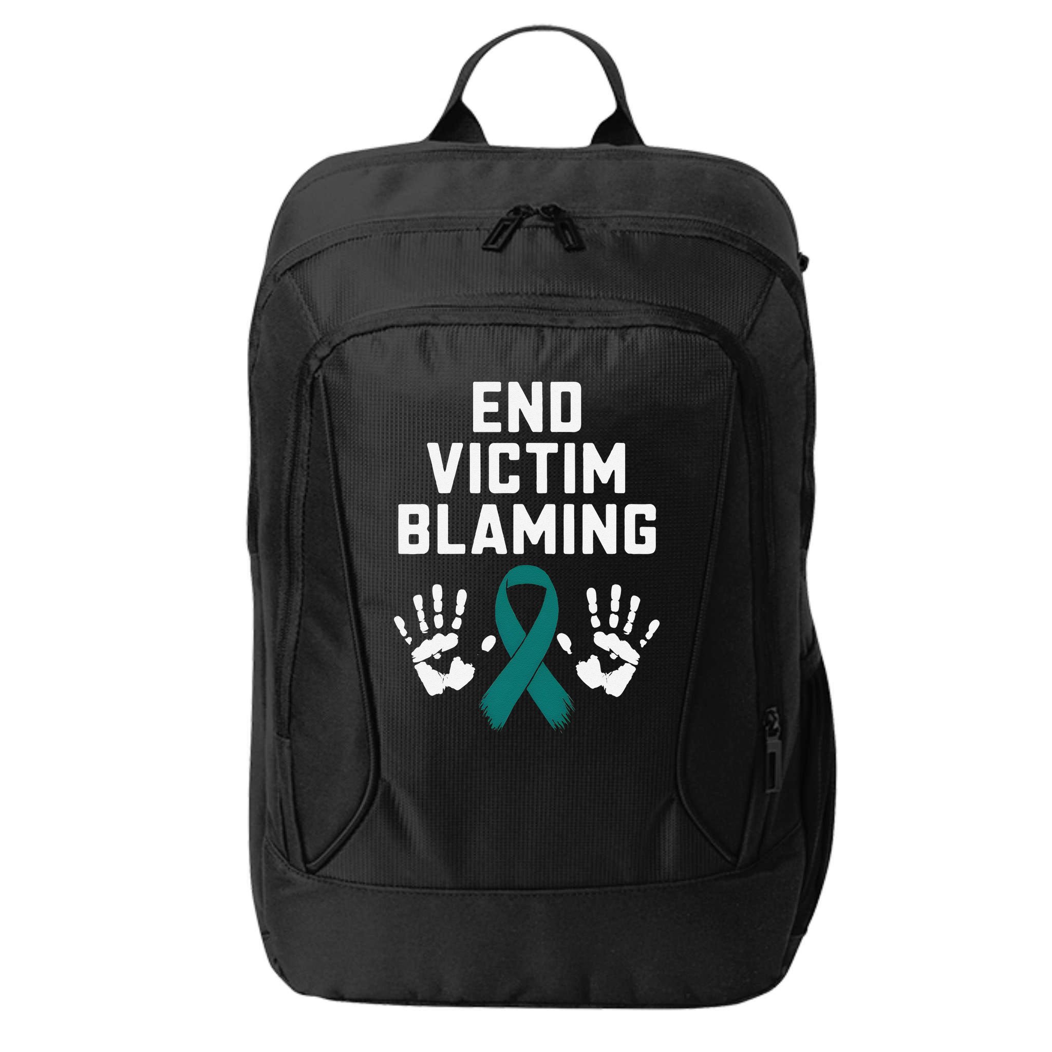 End Victim Blaming Funny Sexual Assault Awareness Month City Backpack