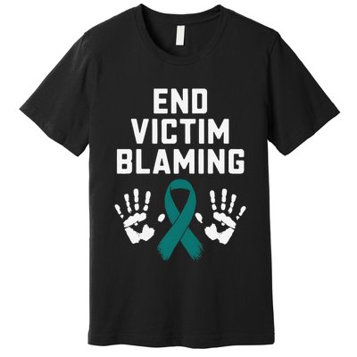 End Victim Blaming Funny Sexual Assault Awareness Month Premium T-Shirt