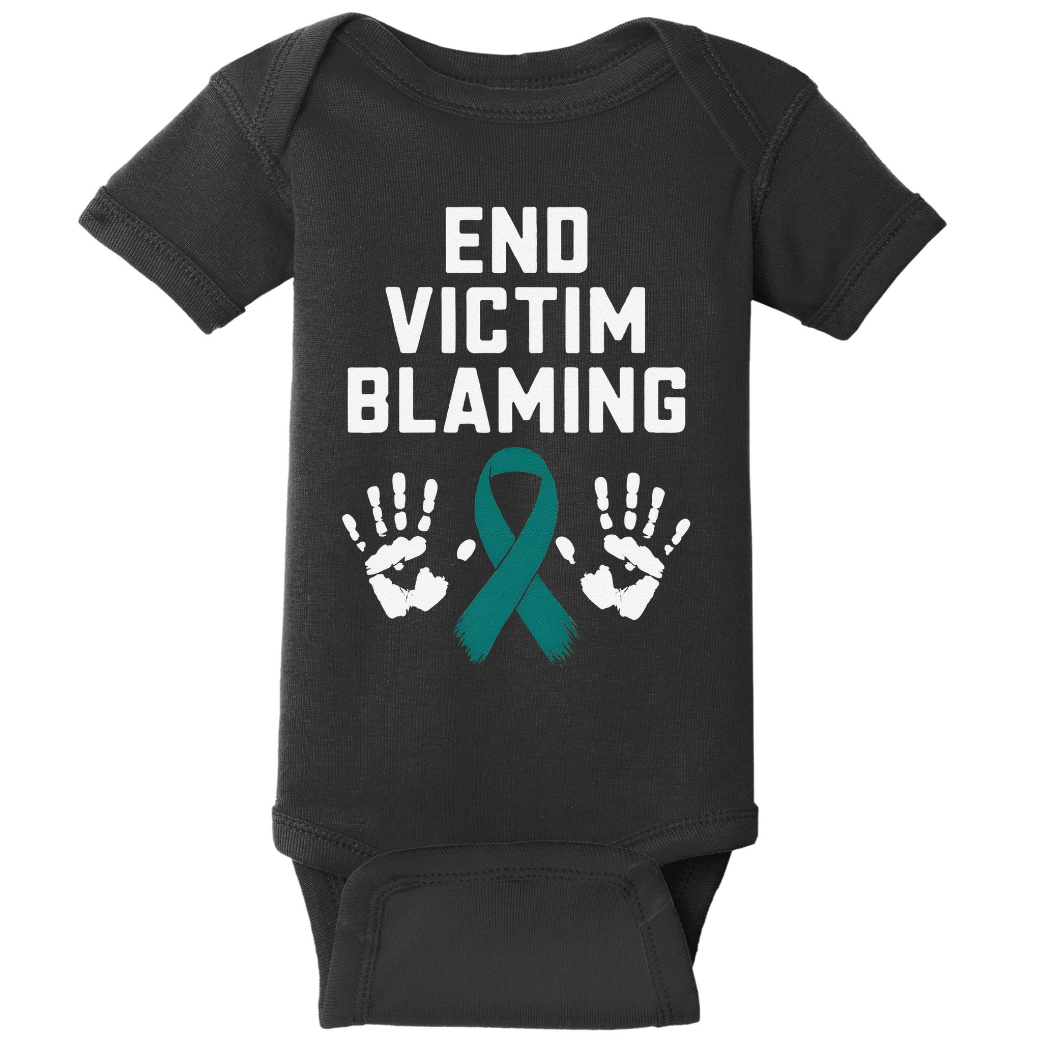 End Victim Blaming Funny Sexual Assault Awareness Month Baby Bodysuit