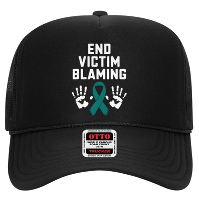 End Victim Blaming Funny Sexual Assault Awareness Month Trucker Hat