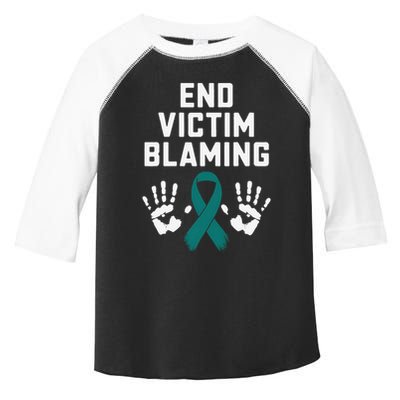 End Victim Blaming Funny Sexual Assault Awareness Month Toddler Fine Jersey T-Shirt