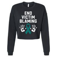 End Victim Blaming Funny Sexual Assault Awareness Month Cropped Pullover Crew