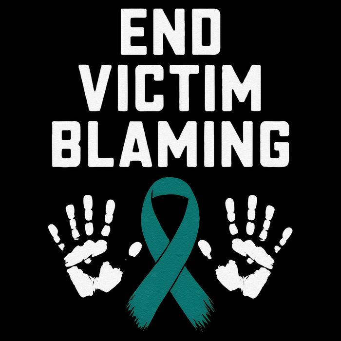 End Victim Blaming Funny Sexual Assault Awareness Month Cropped Pullover Crew