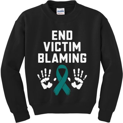 End Victim Blaming Funny Sexual Assault Awareness Month Kids Sweatshirt