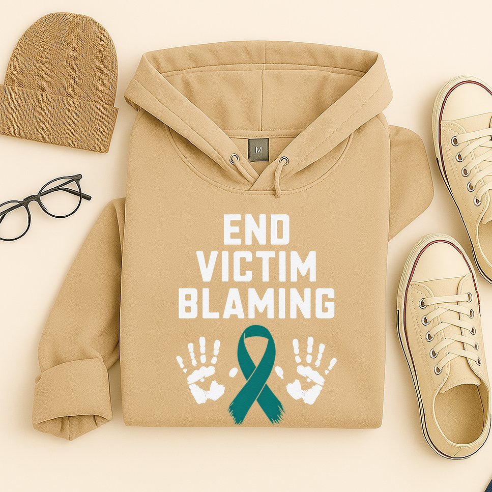 End Victim Blaming Funny Sexual Assault Awareness Month Hoodie