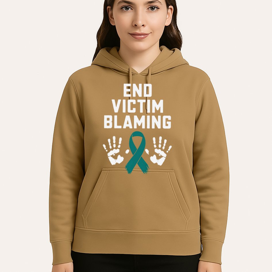 End Victim Blaming Funny Sexual Assault Awareness Month Hoodie